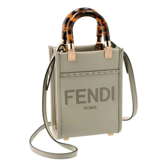 Fendi Sunshine Shopper Small Handbag Crossbody Bag in Green - Picture 1 of 8